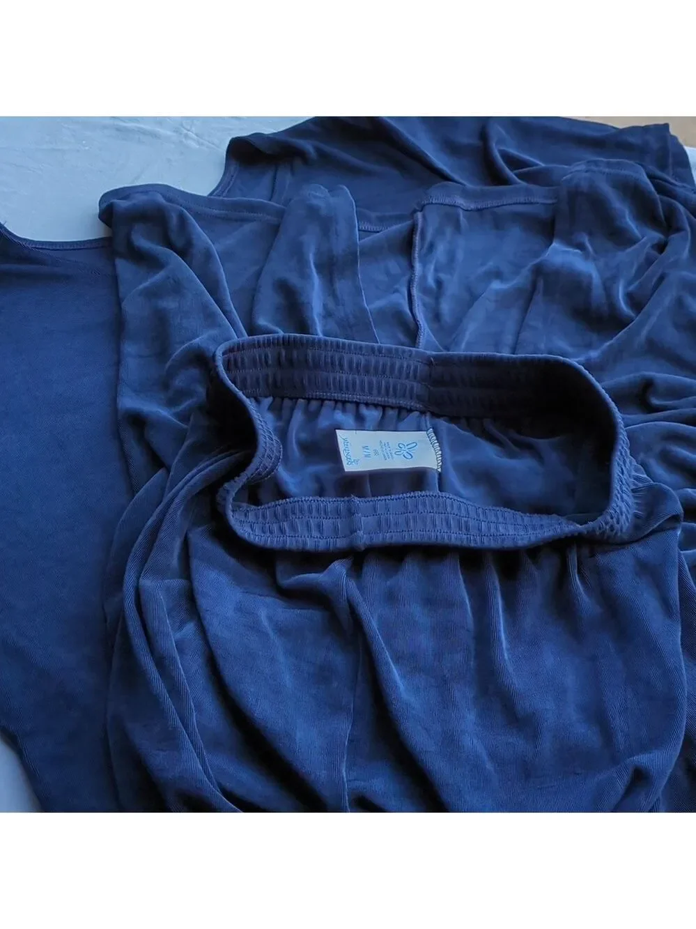 Lounge Set Blue Top and Pants Two Piece Knit Comfort Relaxed Fit, Medium